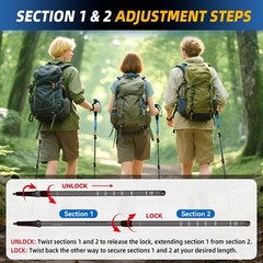 Lightweight Aluminum Collapsible Trekking Poles for Hiking, 2 Pack
