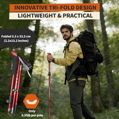 Aluminum Alloy 7075 Adjustable Collapsible Trekking Pole – 1 Pack