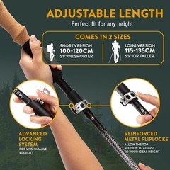 Hiker Hunger Foldable Hiking Poles – Lightweight Trekking / Nordic Walking Stick