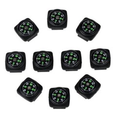 10Pk Hard Shell Liquid Filled Mini Button Compass for Outdoor Hiking Wrist Watch
