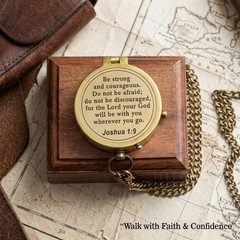 Solid Brass Directional Engraved Compass Baptism Gifts Christian Boys Girls
