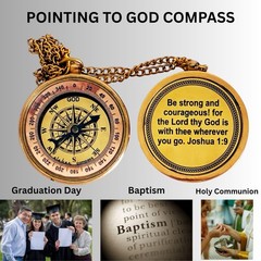 Inspirational Gift Compass – God My Lord Guide Me – Uplifting 2 inch, Brass