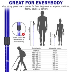 2 Packs Hiking Walking Sticks Trekking Poles Collapsible Lightweight Anti-Shock