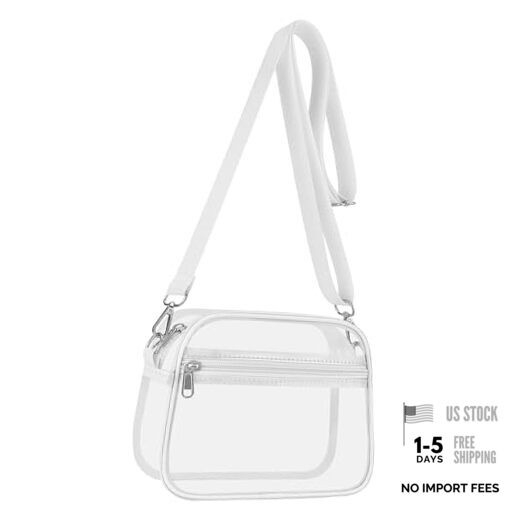 Clear Bag for Stadium Events Clear Sports Fan Handbags Purses with Medium White