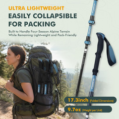 TR-Z Collapsible Trekking Poles, 7075 Aircraft Aluminum Lightweight Adjustable H