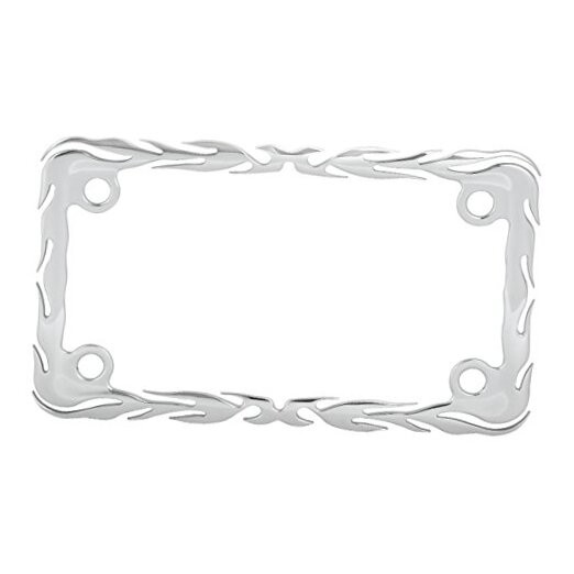 60393 Chrome Flame Motorcycle License Plate Frame 7-1/2″x4″ – 1/16″