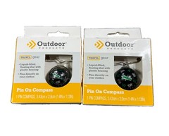 Outdoor Pin On Compass Liquid Fill Camp Navigation Hiking Survival Lot of 2 NEW