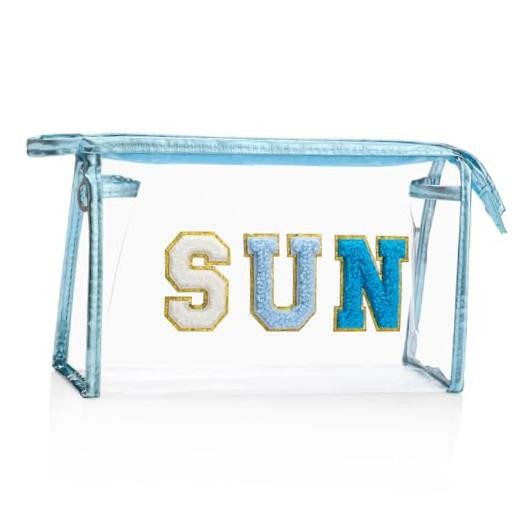 Sunscreen Bag Clear Makeup Toiletry Pouch Beach Vacation Essentials for Blue
