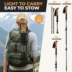 Carbon Fiber Trekking Poles – Lightweight Collapsible Hiking Poles with Cork …