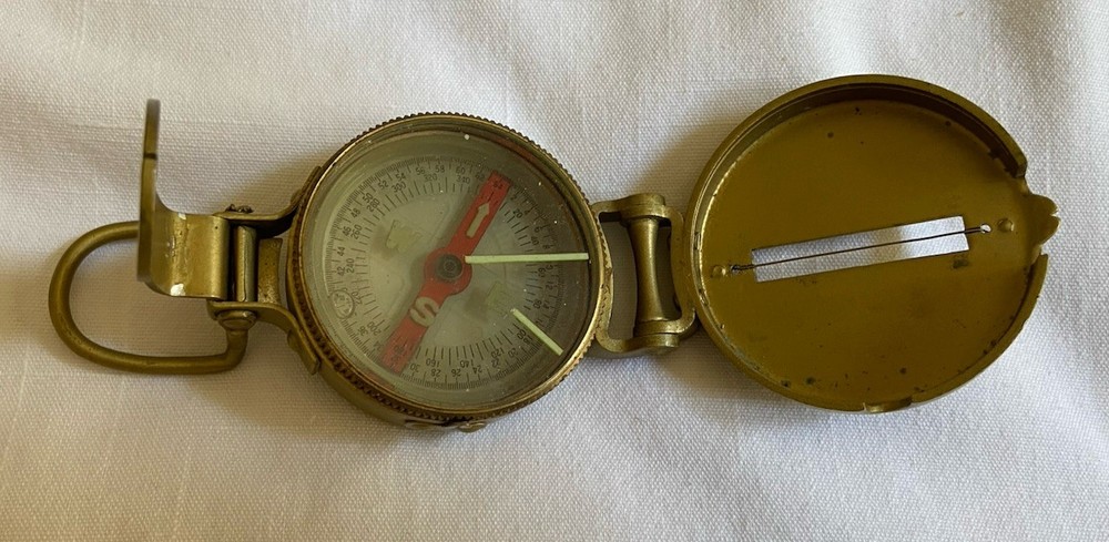 Vintage Lensatic Engineer Directional Compass Brass/Military? Liquid Filled Edge