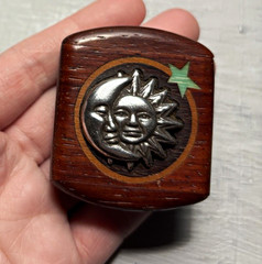 Handcrafted Hardwood Pocket Compass – Sun and Moon – Celestial Padauk Wood