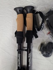TrailBuddy Hiking Trekking Poles Adjustable Aluminum Cork Grip w/ Accessories