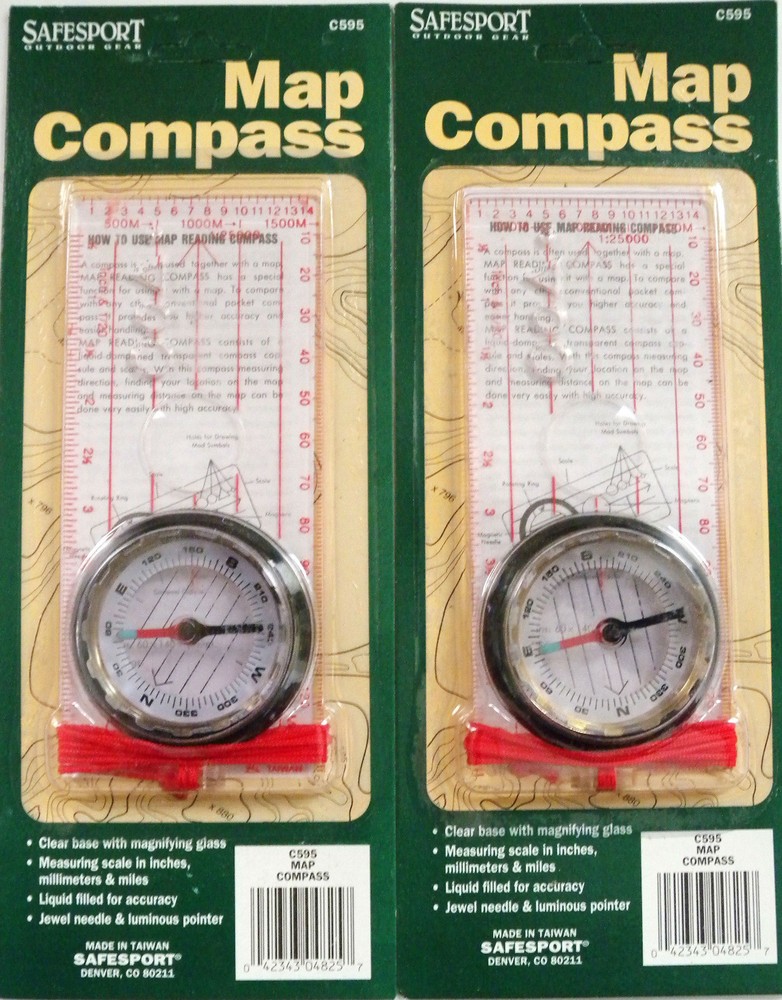 SPECIAL 2 Pack of Clear Map Reading Compass from Safesport with Free Shipping