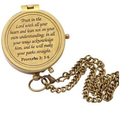 Trust in The Lord Proverbs 3 5-6 Solid Brass Directional Engraved Compass Bap…