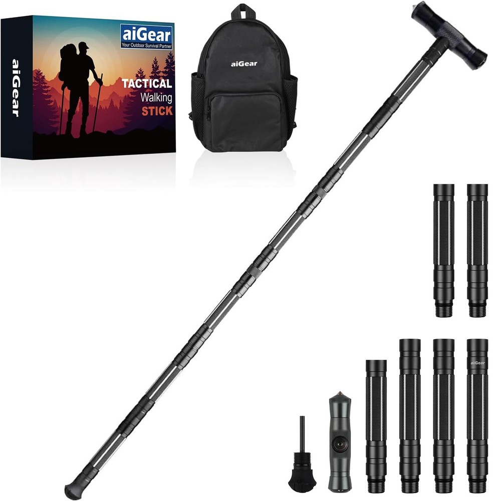 aiGear G2 Tactical Stick Hiking Walking 6 Tubes / 47.3″, 6 / 47.3″