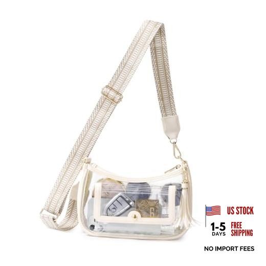 Clear Bag for Stadium Events, Clear Purses for Women, Crossbody Milky White