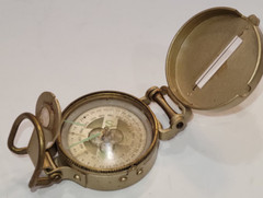Vintage Lensatic Compass Liquid Filled Metal Case Made In Taiwan Clip-On