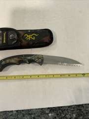 Browning Folding Camp Saw Camo Stainless High Carbon Knife w/ Sheath 924♨️A2