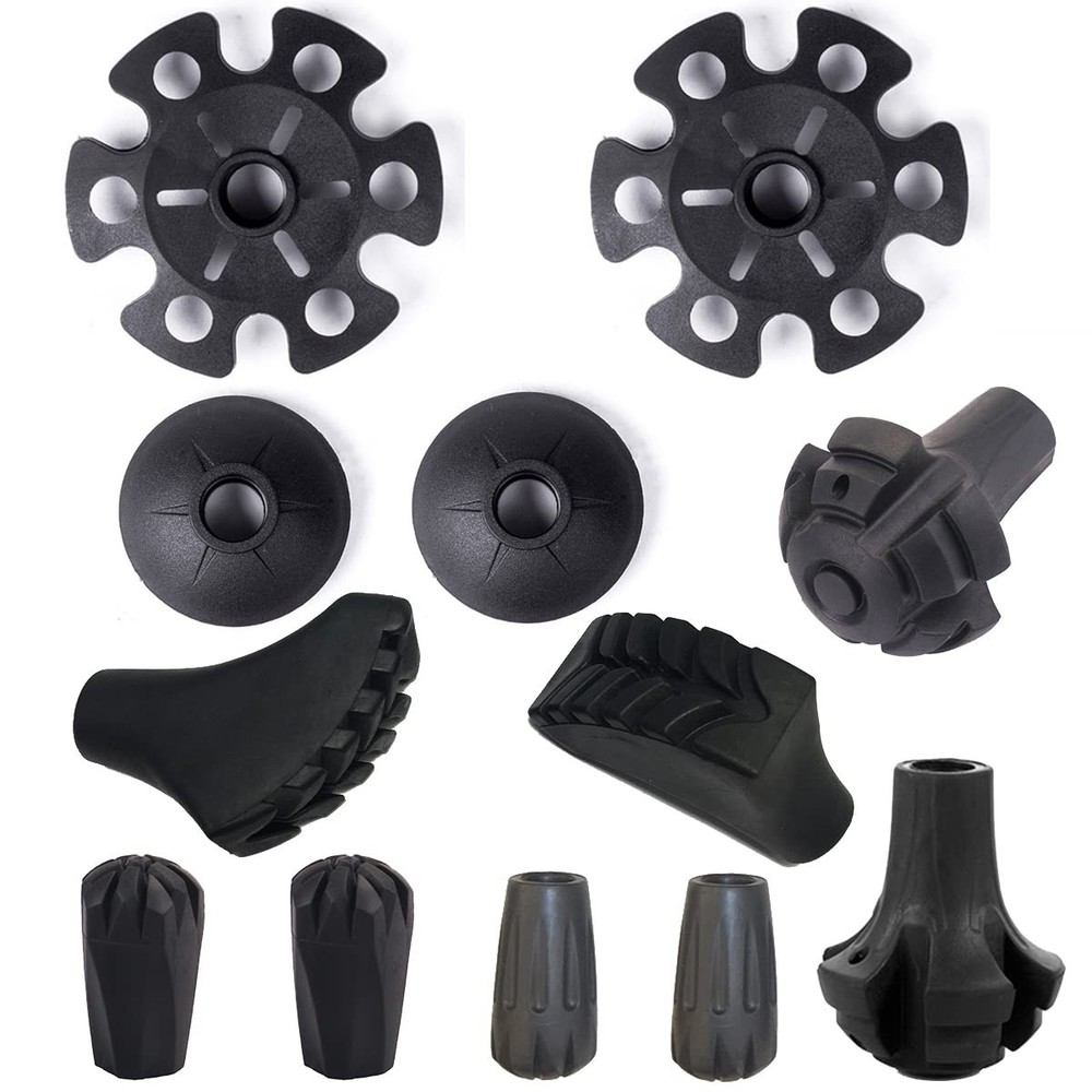 Diooid General Accessories for Trekking Poles Replacement Rubber Tips Black