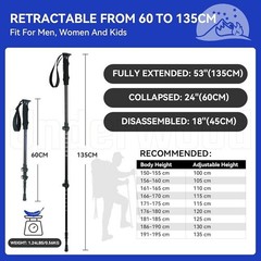 Lightweight Anti-Shock Hiking Poles Adjustable Trekking Sticks Outdoor Use
