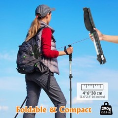 Travel Folding Trekking Hiking Pole with Carrying Case,Collapsible Cane Black