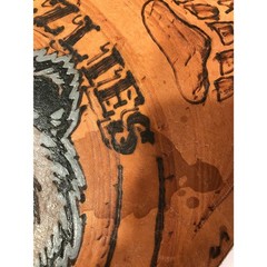 Vtg Mexico Hand Tooled Leather Tripod Stool Seat Cover NCAA Montana NFL Seahawks