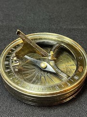 Antique Solid Brass Compass With Sundial Vintage Compass