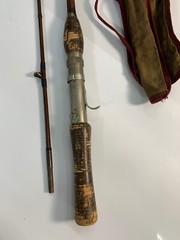 Vintage Heddons? Tonkin Cane? 2 pc. Bamboo Fly, Trout Fishing Rod w/ Pouch
