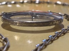 Vintage Japan Double Two Sided Glass Pocket Compass Transparent WWII Rare Chain