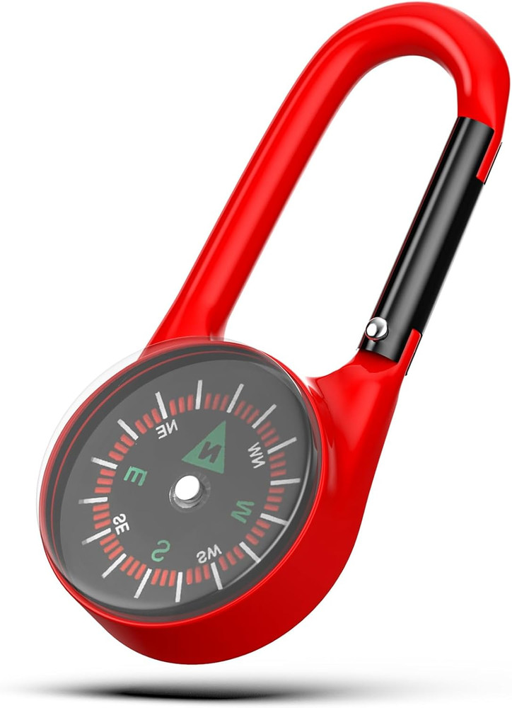Carabiner Clip on Compass Keychain, Mini Pocket Compass for Hiking, Camping, Fis