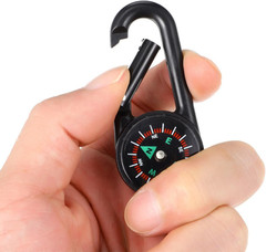 24Pcs Keychain Compass Metal Carabiner Compass Small Pocket Clip on Compass Port