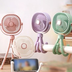 Portable Stroller Fan 8000mAh Battery 360 Degree Rotation LED Light 4 Speeds