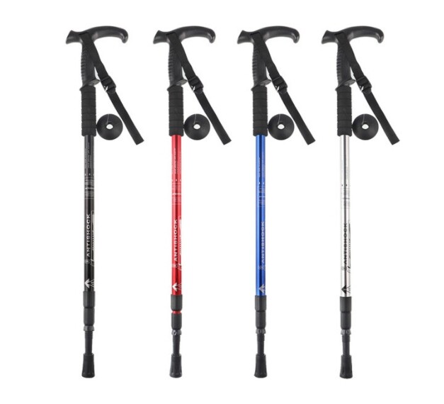 Adjustable Anti Shock Hiking Walking Telescopic Pole Trekking Stick USA Durable