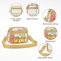 Clear Bag for Stadium Events Clear Sports Fan Handbags Purses with Medium Gold