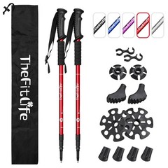 TheFitLife Nordic Walking Trekking From 26″ (65 cm) to 51.2″ (130 cm), Red