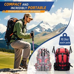 1 Pair Trekking Poles Walking Hiking Sticks Anti-shock Adjustable Alpenstock