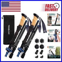 Ergonomic Trek-Z Cork Grip Hiking Poles – Compact Design, 110-130 cm Adjustable
