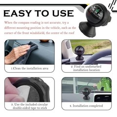 Compass for Car with Bottom Stick Car Compass Ball,Adjustible and Night Vision C