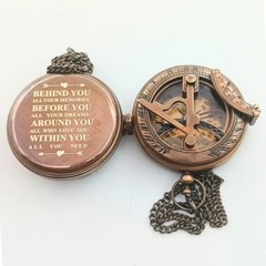 BEHINDE You Engraved Sundial Compass with Leather Case. Personalized Brass Po…