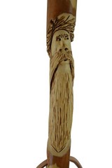 Walking Stick, Mountain Man Carving, Hardwood Hiking Staff, Strong, Made in USA