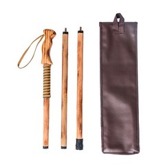 3-pc Detachable Hardwood Walking Stick Pine Handle with Compass (Nature Color, 5
