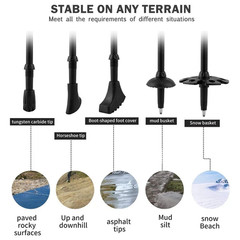 2PC Trekking Poles Nordic Walking Hiking Sticks Anti-shock Adjustable Alpenstock