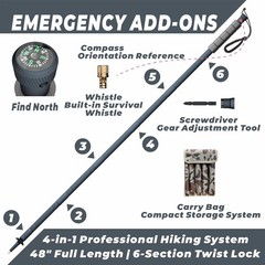 GoldPig 48″ Modular Aluminum Tactical Hiking Stick – 6-Piece Walking Stick wit