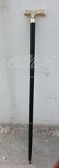 Vintage Silver Brass Handle Walking Cane Wooden Walking Stick Victorian Handle