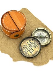 Jeremiah 29:11 Engraved Brass Pocket Compass w/ Leather Case Vintage Gift