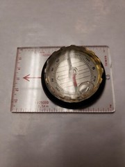 “Coleman” Compass Camping Tool Magnifier Ruler Clear Brass No Batteries Needed