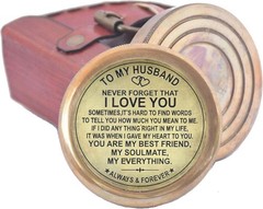 to My Husband I Love You, Brass Compass Engraved Gifts for Men, Bronze for Me…