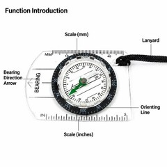 Portable Camping Compass with Scale Ruler High Precision Hiking Survival Compass