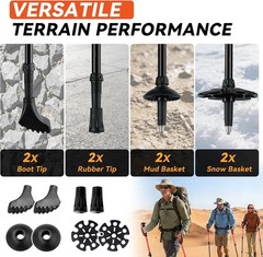 Lightweight Aluminum Trekking Poles for Hiking – 2 Pack Adjustable Collapsible