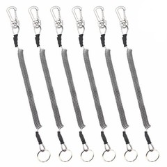 6Pcs Durable Fishing Lanyards Retractable Elastic Ropes Grey PU Material